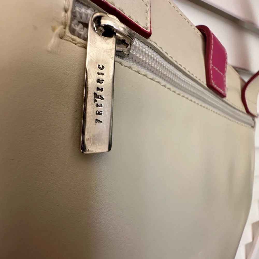 Frederic Paris Cream and Pink Shoulder Bag